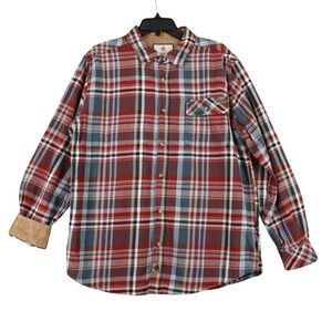 Legendary Whitetails Flannel Button Up Mens L Corduroy Trim Plaid Outdoor Casual